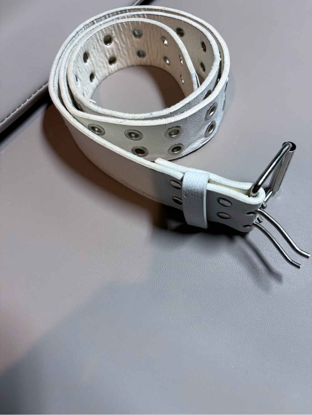White Double-Row Eyelet Women's Belt